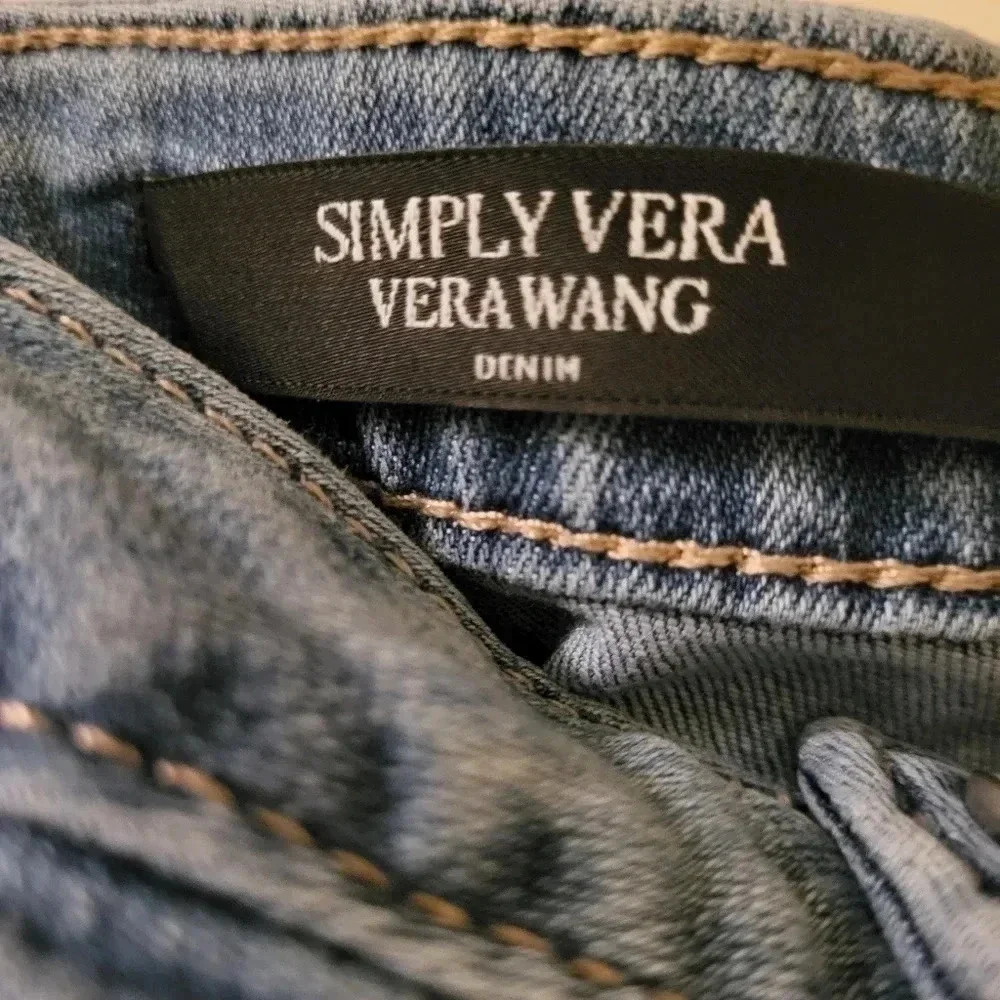 Simply Vera-Vera Wang Color Block‎ Mid Rise Women's Denim Capris Size 8 - Picture 5 of 14